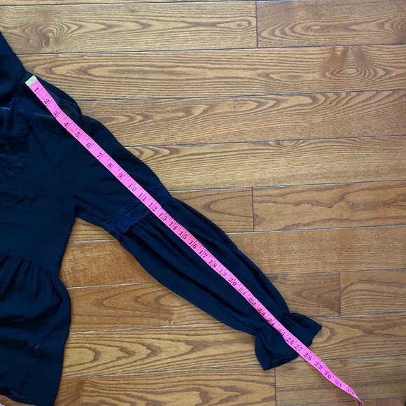 Free People womens  top black s/m sheer black long sleeve. - Picture 14 of 14